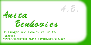 anita benkovics business card